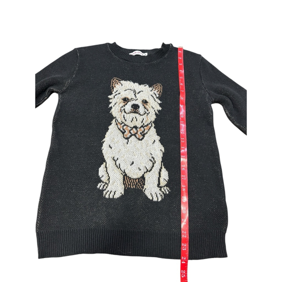 Women's Sweater Hound Black White Dog Crew Neck Sweater S - Picture 3 of 6
